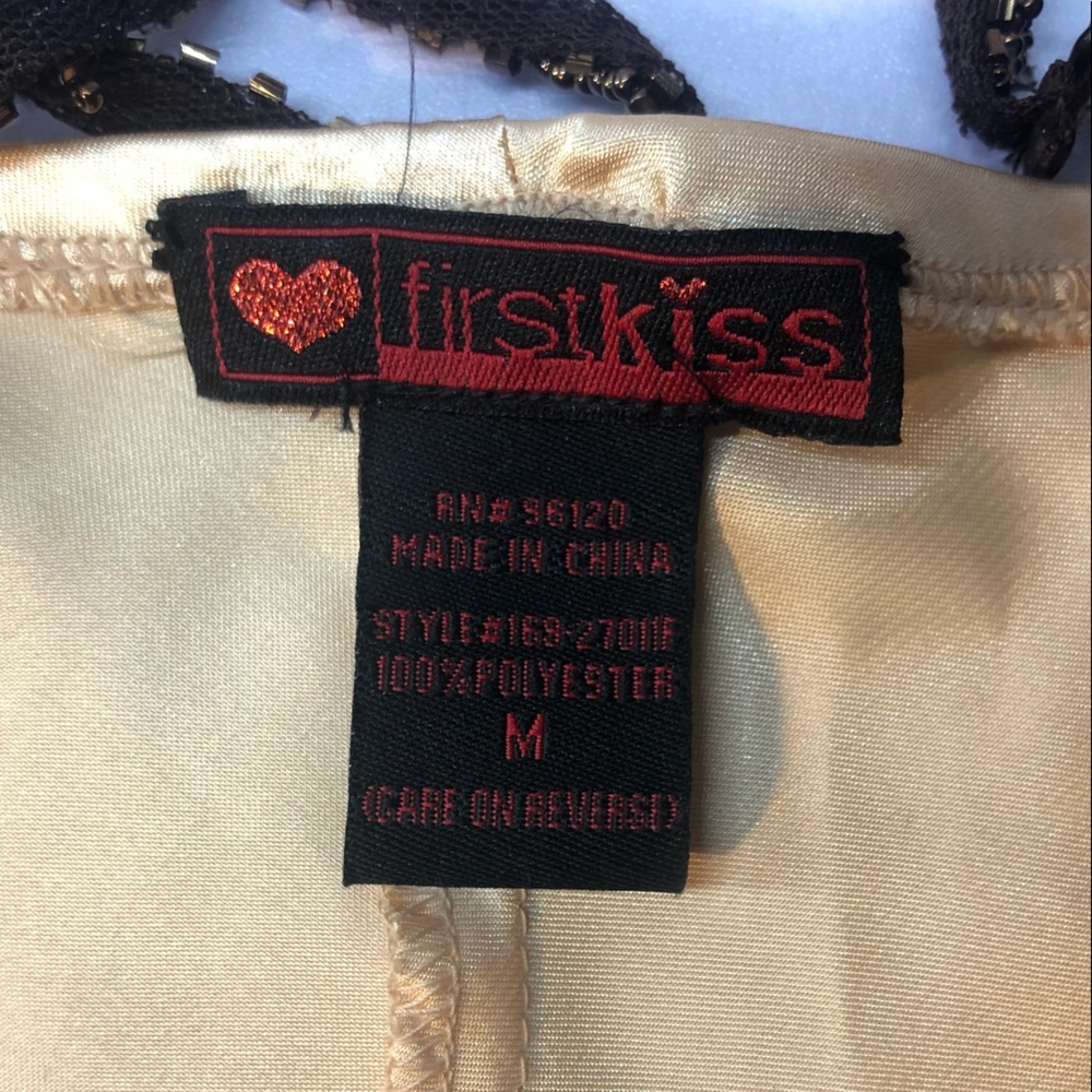 FIRST KISS New with Tag Camisole GOLD Silk /embroidered appliqué /Size M